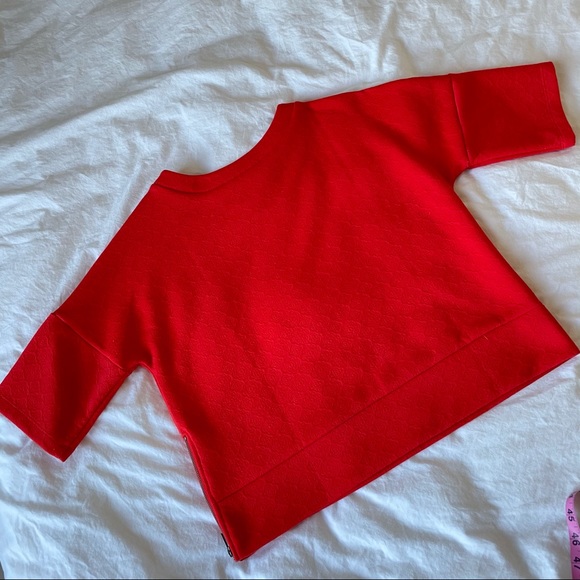 LOFT Boxy Quilted Side-Zip Red Top - Picture 8 of 8